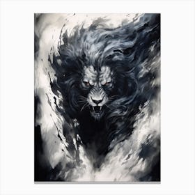 Lion Art Painting Japanese Ink Style 3 Canvas Print