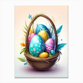 Easter Eggs In A Basket Canvas Print