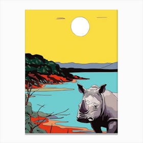 Geometric Line Rhino Portrait 2 Canvas Print