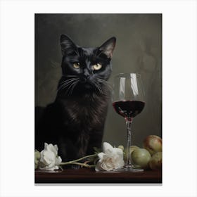 Cat With Wine Glass 4 Canvas Print