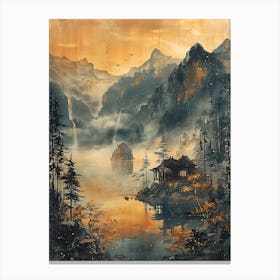 Antique Chinese Landscape Painting Art Canvas Print