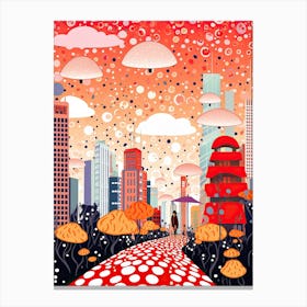 Tokyo, Illustration In The Style Of Pop Art 1 Canvas Print