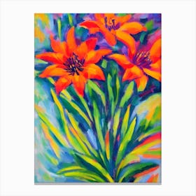Inca Lily Floral Print Abstract Block Colour 2 Flower Canvas Print