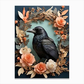 Crow In A Wreath 3 Canvas Print