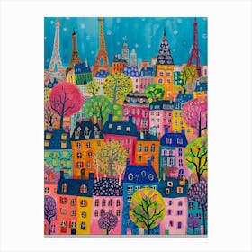 Kitsch Colourful Paris 4 Canvas Print