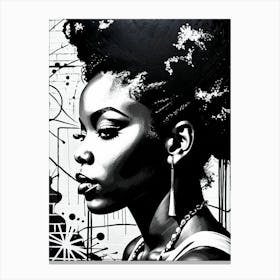 Vintage Graffiti Mural Of Beautiful Black Woman 52 Canvas Print