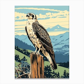 Vintage Bird Linocut Osprey 4 Canvas Print