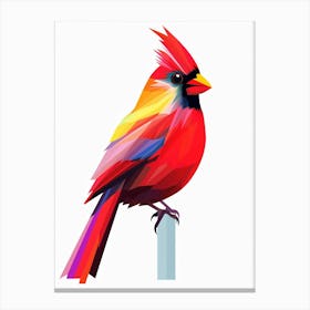 Colourful Geometric Bird Northern Cardinal 1 Canvas Print