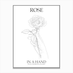 Rose In A Hand Line Drawing 3 Poster Canvas Print