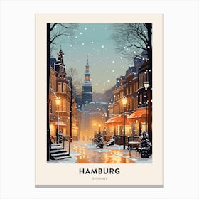 Winter Night  Travel Poster Hamburg Germany 3 Canvas Print