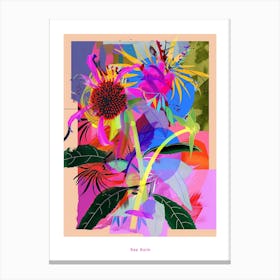 Bee Balm 2 Neon Flower Collage Poster Canvas Print