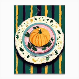 A Plate Of Pumpkins, Autumn Food Illustration Top View 56 Canvas Print