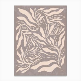 Endless Boho Leaf Neutral Wenge Brown Canvas Print