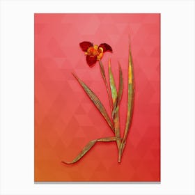 Vintage Tiger Flower Botanical Art on Fiery Red Canvas Print