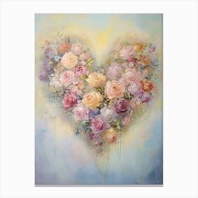 Roses In Heart Formation 1 Canvas Print