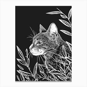 American Wirehair Cat Minimalist Illustration 2 Canvas Print