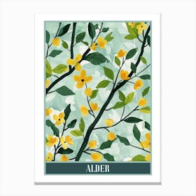 Alder Tree Flat Illustration 2 Poster Canvas Print