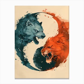 Badass Lion And Wolf 2 Canvas Print