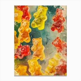 Retro Gummy Bears Candy Sweets Pattern 3 Canvas Print
