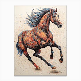 A Horse Painting In The Style Of Pointillism 3 Canvas Print