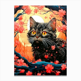 Cat In Cherry Blossoms 3 Canvas Print