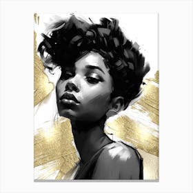 Black Girl with Gold Abstract 17 Canvas Print
