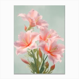 Lilies Flowers Acrylic Painting In Pastel Colours 2 Canvas Print