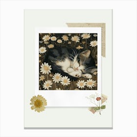 Scrapbook Sleeping Kitten Fairycore Painting 4 Canvas Print