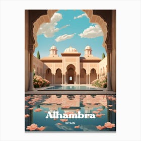 Alhambra Spain Palace Travel Art Illustration 1 Canvas Print