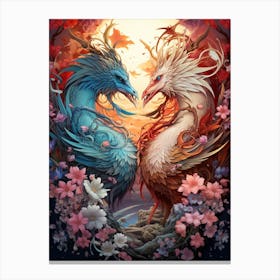 Dragon And Phoenix Illustration 6 Canvas Print