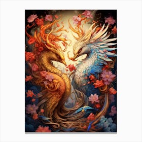 Dragon And Phoenix Illustration 12 Canvas Print
