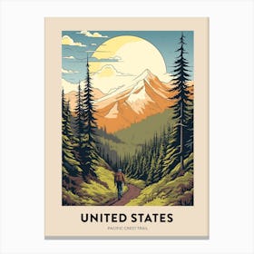 Pacific Crest Trail Usa 3 Vintage Hiking Travel Poster Canvas Print