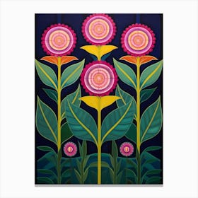 Flower Motif Painting Globe Amaranth Canvas Print