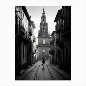 Santiago De Compostela, Spain, Black And White Analogue Photography 1 Canvas Print