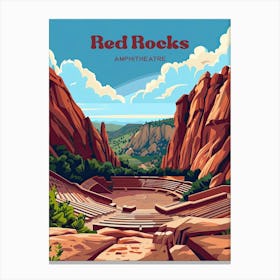 Red Rocks Park And Amphitheatre Colorado Travel Art Illustration Toile