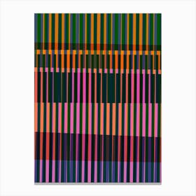 Modern Abstract Geometric Lines in Bright Pink Orange and Green Canvas Print