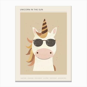 Unicorn With Sunglasses Muted Pastel 4 Poster Canvas Print