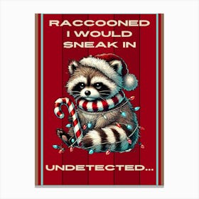 Raccoon in Santa Hat Canvas Print