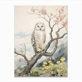 Storybook Animal Watercolour Snowy Owl 1 Canvas Print