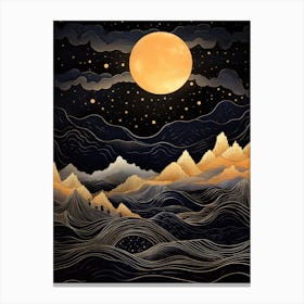 Moonlight Over Mountains Canvas Print