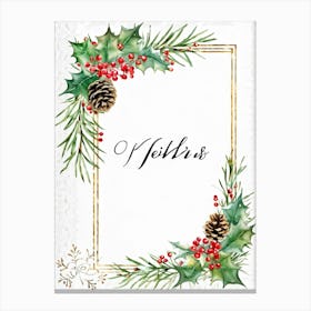 A Watercolor Interpretation Of A Modern Calligraphy Christmas Greeting Flourishes Adding An Elegant (6) Canvas Print