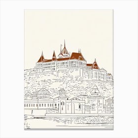 Castle Hill Budapest Boho Landmark Illustration Canvas Print