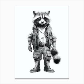 Raccoon Wearing Boots Illustration 2 Canvas Print