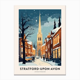 Winter Night  Travel Poster Stratford Upon Avon United Kingdom 4 Canvas Print