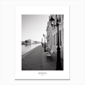 Poster Of Brindisi, Italy, Black And White Photo 2 Canvas Print