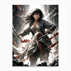 Anime - Gorgeous Girl wielding a Steel Sword Canvas Print