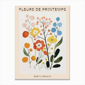 Spring Floral French Poster  Babys Breath 4 Canvas Print