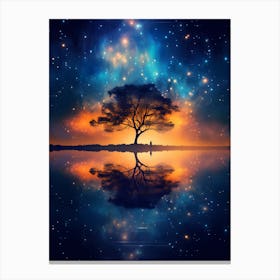 Lone Tree In The Night Sky Canvas Print