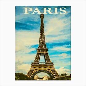 Paris Eiffel Tower Retro Vintage Poster Canvas Print