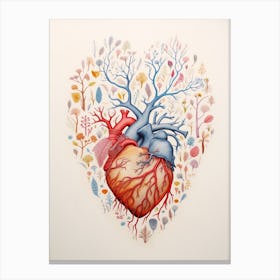 Tree Heart Blue & Red Canvas Print